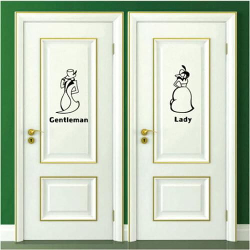 2pcs/lot Funny Toilet Entrance Sign Lady and Gentleman Wall Stickers Toilet Stickers Man and Woman Vinyl Art Decals Door Sticker