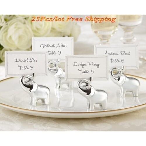 25 Pcs/lot) Little Elephant Place card holder For Wedding and Party decorations and Baby shower guest name holder Party favors