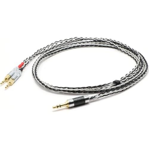 3.5mm Stereo 8 croes Silver Plated Headphong Upgrade Cable for HD700 HE400i HE1000 HE6 HE500 EDX M1060 M1060c Earphones