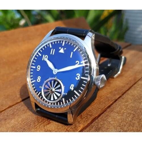 44mm No logo Black dial with Blue glass or white glass Asian 6498 Mechanical movement luminous Mechanical watches GR58-20