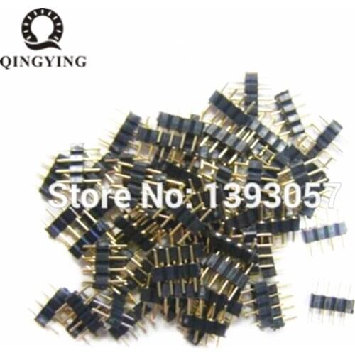 50pcs female and 50pcs male type 4pin needle RGB connector, 4 pin golden metal feet, for LED RGB strip connecting, Free Shipping