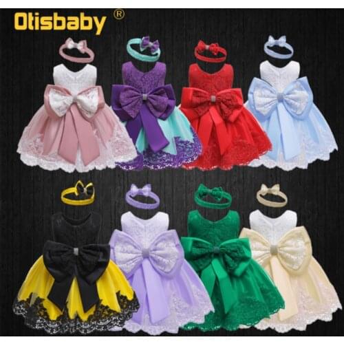 Aby Christmas Dress 1 Year Girl Baby Birthday Dress Infant Party Dress Christening Dresses Little Girls Big Bow Lace Ball Gown