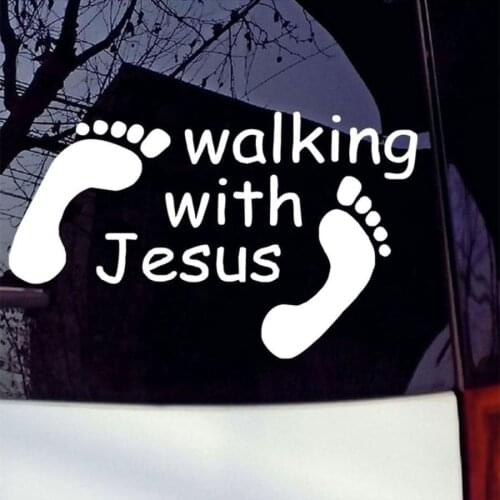 Footprints Car Stickers Car Safety Reflective Warning Car Stickers Walking with Jesus Baby Glue Sticker Car Body 13 Oem Window