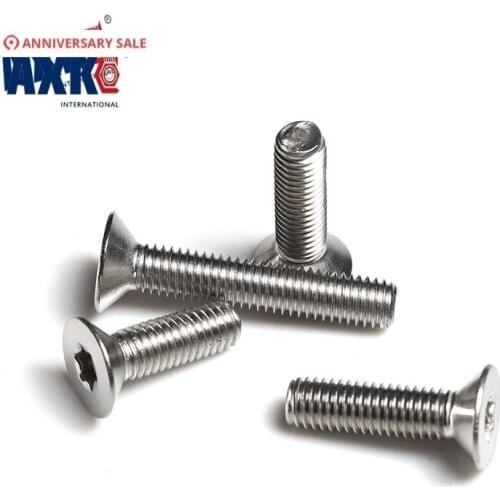 AXK 50Pcs M2 M2.5 M3 M4 Stainless Steel 304 Torx Countersunk Screw Guard Screw Six-Lobe Flat Head Machine Security Screws