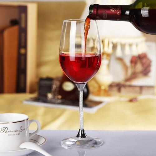 412ML Vintage Crystal Red Wine Glass Crystalline Luxury Wedding Party Toasting Glasses Goblet Crystal Rhinestones Design Mug