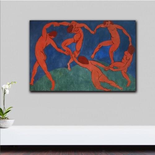 Artist Matisse Classic Dance Artwork Canvas Print Painting Poster Art Modern Blue Wall Pictures for Living Room, Home Decor