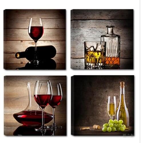 Red Wine and Bottle Kitchen Poster and Prints Drink Food Canvas Painting HD Wall Art Picture Dining Room Home Restaurant Decor