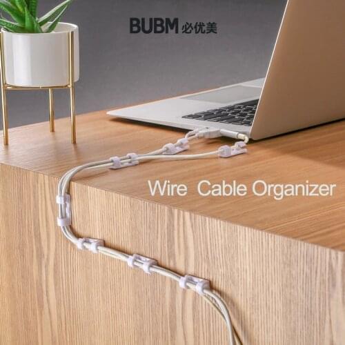 BUBM Adhesive Clip Wire Cable Organizer Desktop Work Place Management Cord USB Charging Data Line Telephone Winder Sleeve Holder