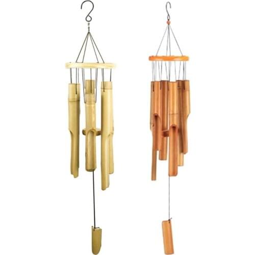 Natural Bamboo Tube Multi Tubes Wind Chimes for Outside Decoration Tuned Elegant Chimes Decor Soothing Melodic Deep Tone
