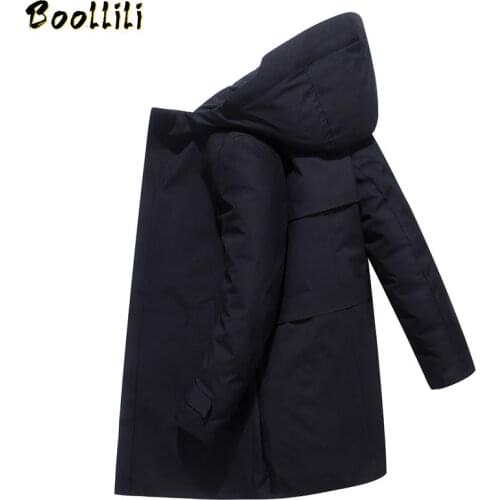 White Duck Down Coat Men Parkas Long Men Winter Jacket Warm Goose Feather Hood Khaki Jacket Thick Minus Degree Outerwear