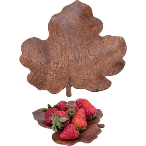 Leaf Pattern Wood Bowl Fruit Dishes Saucer Tea Tray Dessert Dinner Bread Wooden Plates Holiday Decoration