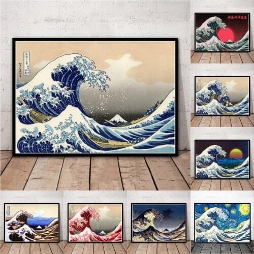 Seascape Poster Canvas Japan The Great Wave of Kanagawa Ukiyoe Wall Art Printing Picture Home Decor Famous Painting Mural