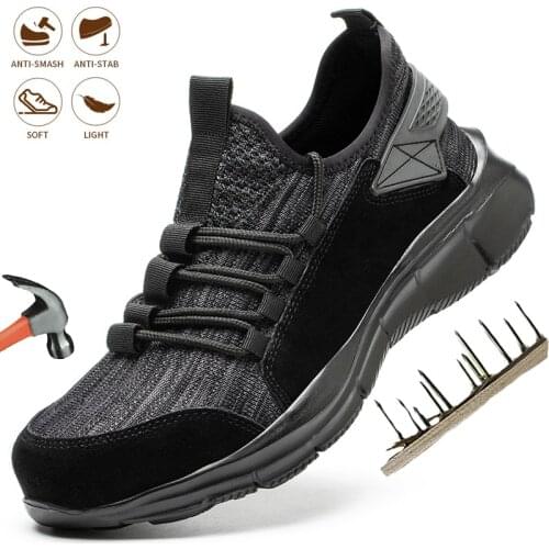 Mens Breathable Safety Shoes Indestructible Steel Toe Cap Work Shoes Light Comfort Anti Puncture Protection Boots Outdoor Shoes