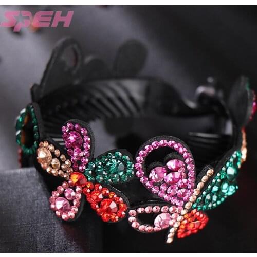 New ball head curler adult elegant temperament Crystal Butterfly toothed anti slip hair ring twist clip hair accessories