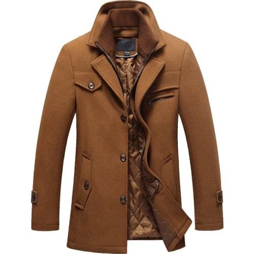 New Winter Mens Woolen Coat Slim Fit Jackets Mens Business Casual Warm Outerwear Jacket Male Thicker Overcoat Plus Size M~ 4XL