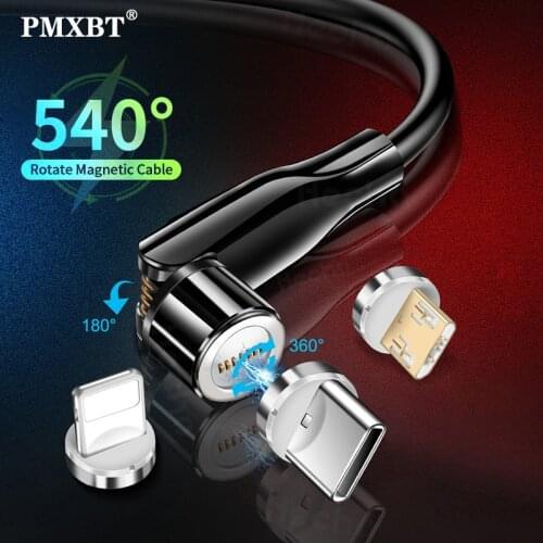 NEW 540 Degree Rotate Magnetic Micro USB Cable Fast Charging Type C Cable Magnet Charger For iphone 12 Android Mobile Phone Cord
