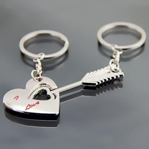 Wholesale zinc alloy lovers keychain metal arrow heart key rings fashion wedding favors gifts W9175