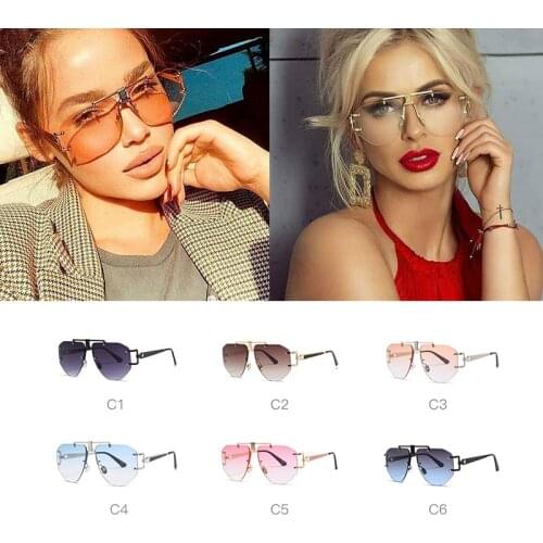 Wholesale Luxury Big Square Black Pink Sunglasses Women Brand Designer Retro Gradient Sun Glasses Steampunk Futuristic Goggles