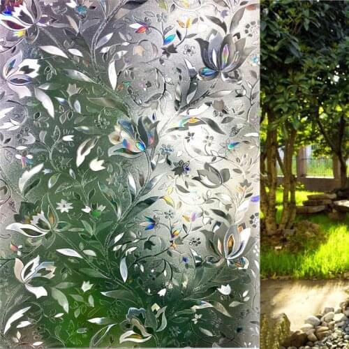 3D Stained Privacy Window Film Static Self Adhesive Glass Sticker Rainbow Effect Tulip Vinyl Decorative Film for Balcony 200cm