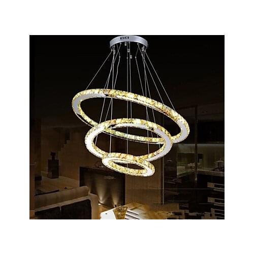 Pendant light K9 Crystal Luxury LED Amber Crystal warm light Pendant Lamp Fixtures 110-230V 3 Rings size 90/70/50cm