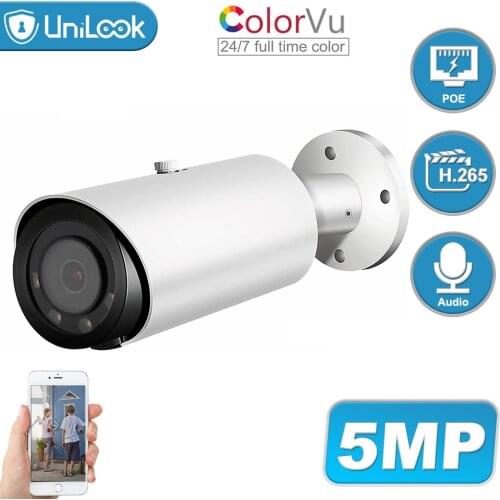 UniLook 5MP Bullet Colorful Starlight POE IP Camera Built in Microphone Hikvision Compatible IP66 IP Camera ONVIF H.265 P2P View