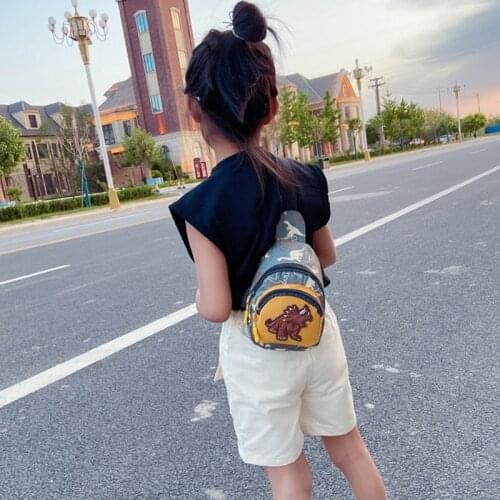 Portable Childrens Shoulder Bag Boys Girls Lovely Dinosaur Chest Bag Fashion Crossbody Phone Pouch for Kids G5AE