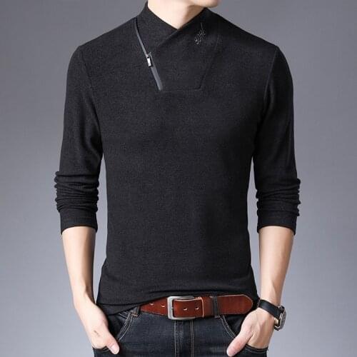 Casual Shirt Men Slim Long Sleeved T-shirt Spring Thin Solid Color tshirt Full Sleeve T Shirt Men