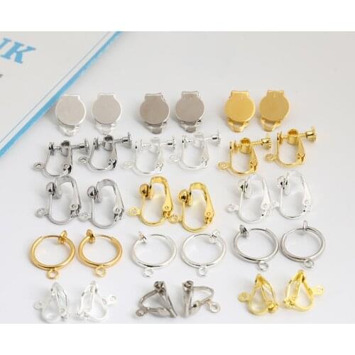 DIY Earrings Accessories Gold Silver Color Earring Clips Copper Iron Non Piercing Screw Ear Wire Hooks For Jewelry Making