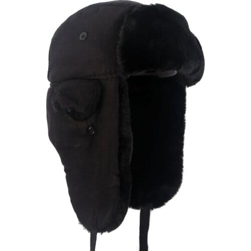 New 2020 Ushanka earflap hats Warm Winter Black Bomber Hat Men Faux Fur russian style gorros de aviador