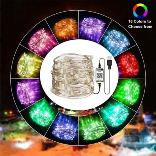 Thrisdar 5/10/20M Usb Led String Light Bluetooth App Controlled Christmas Tree Lights Color Changing LED Fairy Garland Lights