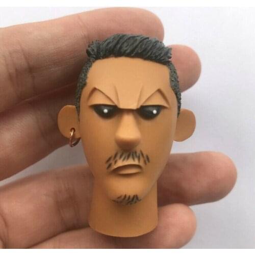 TBLeague 1/6 Black Cartoon Head Sculpt with Earrings Anime Male Soldier Head Carving Toy Collection