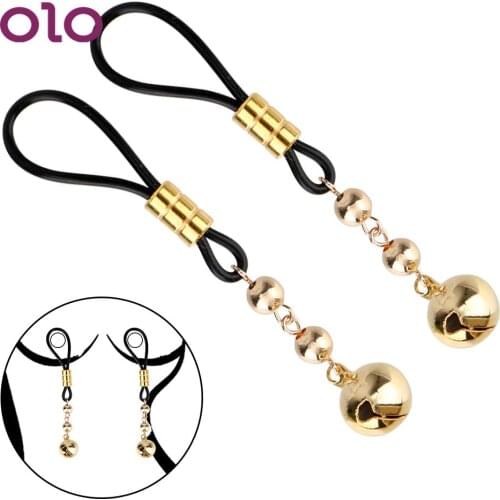 Gold Sliver Bells Metal Nipple Clips Breast Bondage Nipple Stimulator Torture Play Clamps Sex Toys for Couple Adult Games