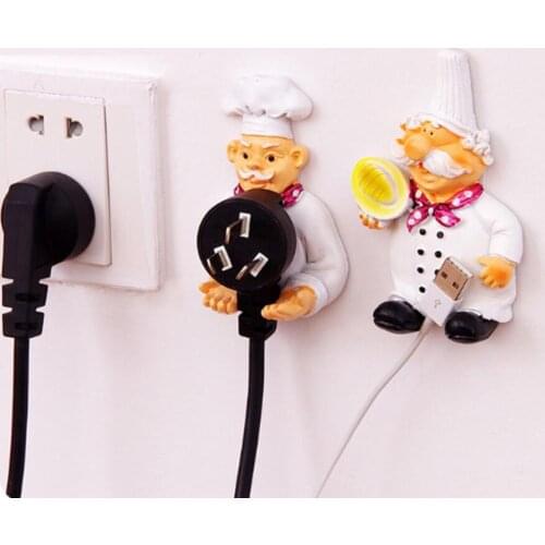 1pc Chef Shape Creative Kitchen Plug Organizer Hoolder Sundry Key Hanger Hook Kitchen Accessories Decoration 150gB