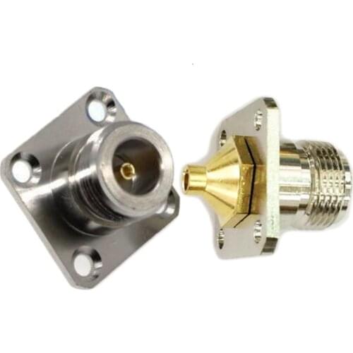 10pcs N Female 4 Holes Flange Panel Mount solder for semi-rigid RG402 0.141" Adapter Connector