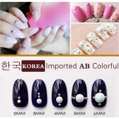 1000pcs 3D Imported Korean Fashion Pure ceramic AB Colorful Nail Art Tips Pearl beads Glitter Gemstones Manicure DIY Decorations