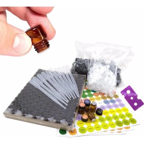 144pcs 1/4 dram 1ml Essential Oil Bottles Small Amber Glass Sample Vials with orifice reducer cap lids, doTERRA labels included