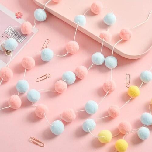 2.3M Cute Colorful Hairball Hanging String DIY Home Decoration Wedding Party Christmas Fur Ball String Decoration