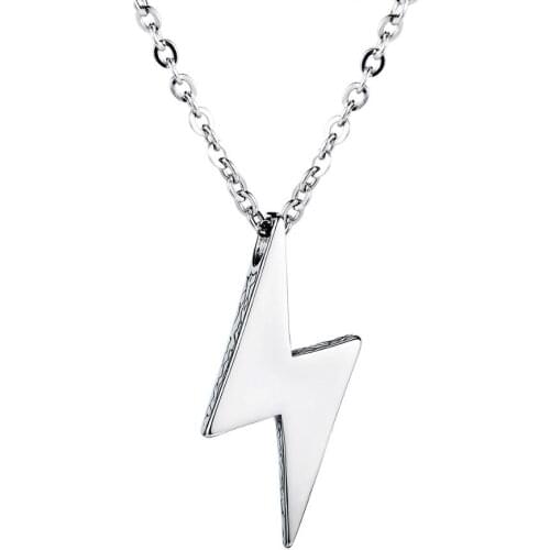 2020 punk jewelry simple stainless steel lightning pendant necklaces for women men fashion vintage hip hop accessories wholesale
