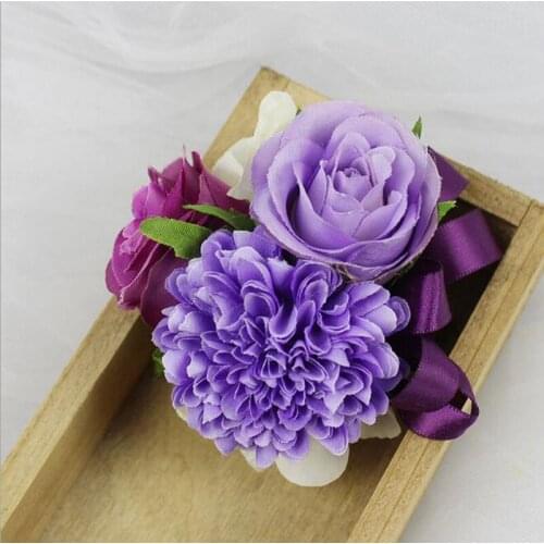 5Pcs New Light Purple Rose Corsage&Wrist Flowers Groomsman Article Flowers Wedding Party Decorative Corsage Wrist Flowers