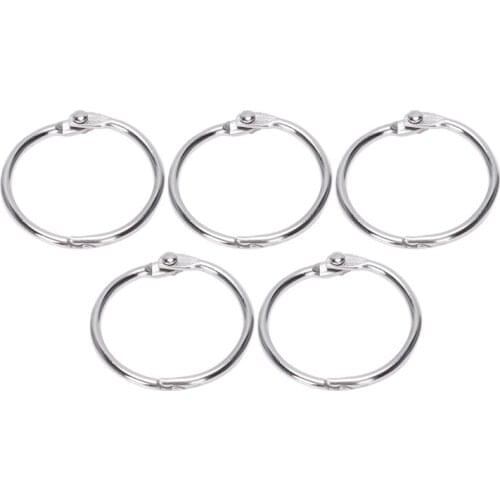 5 pcs silver 30mm Od. Metal Staple Book Binder Loose Leaf Circlip Ring