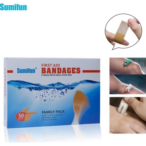 Sumifun 50Pcs Band-Aid Brand Flexible Fabric Adhesive Bandages For Minor Wound Care K02501