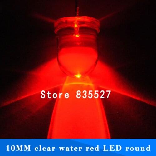 50pcs/lot F10 Round Water Clear 10mm Red LED Super Bright Light Lamp beads Emitting Diode Diodes DIP For DIY lights head