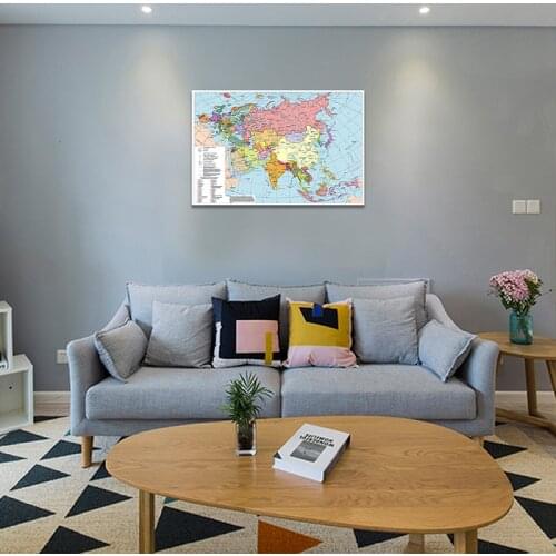 59*42 cm In Russian The Asia and Europe Map Wall Art Poster Canvas Painting Living Room Home Decoration Children Study Supplies