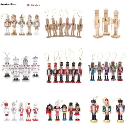 6/8/10/12cm New Year Decor Kids Doll Wooden Nutcracker Soldier Merry Christmas Decoration Pendants Ornaments for Xmas Tree Decor
