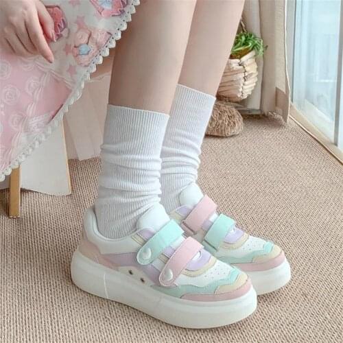 Anime harajuku cosplay student sports lolita shoes sweet girls round head platform womens shoes kawaii shoes girl loli sneakers
