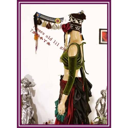 Velvet Fat Chance Tribal Choli belly dance Drop long sleeve top FFA26