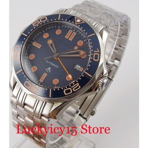 BLIGER Sapphire glass 41mm Automatic Men Wristwatch GMT Movement Steel Bracelet Rotating Bezel