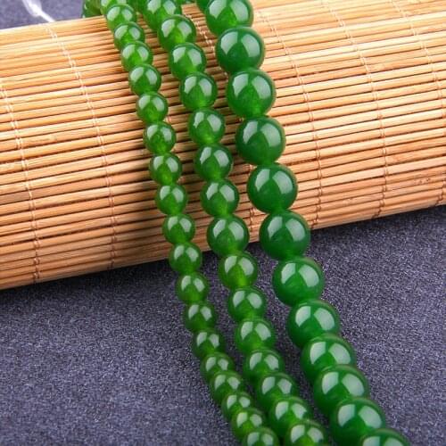 Natural Green Jades Chalcedony Gem Stone Beads Round Loose Beads 15"Strand 6 8 10 12mm For Jewelry Making DIY Bracelet Necklace