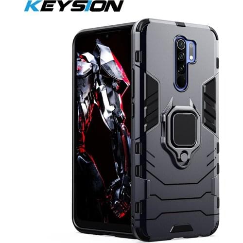 KEYSION Shockproof Armor Case for Redmi 9 9A 9C 8 8A 7 7A K30 K20 Pro Ring Stand Phone Cover for POCO F2 Pro X2 F1