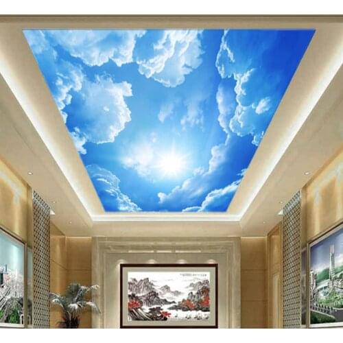 Modern 3D Photo Wallpaper Blue Sky And White Clouds Wall Papers Home Interior Decor Living Room Ceiling Lobby Mural Wallpaper